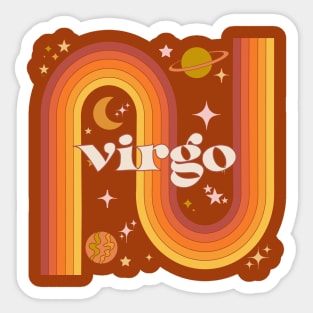 Virgo Zodiac Sign - Warm Rainbow - 70s Horoscope Virgo Sticker